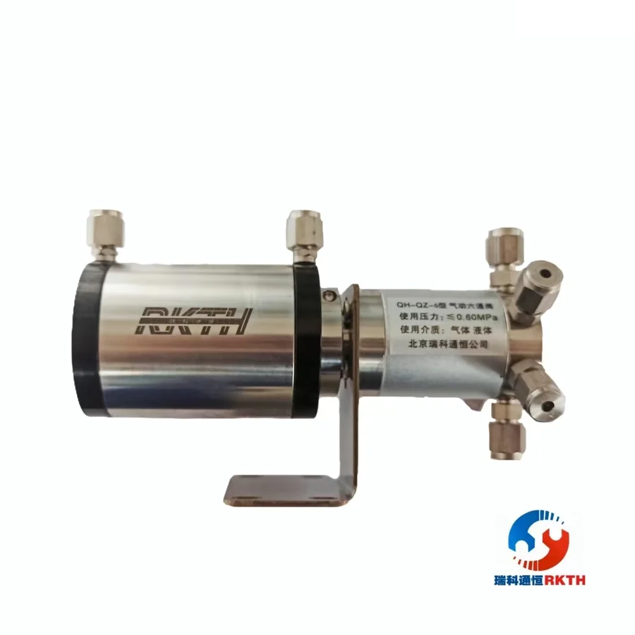 PEEK inert axial pneumatic 6-port valve