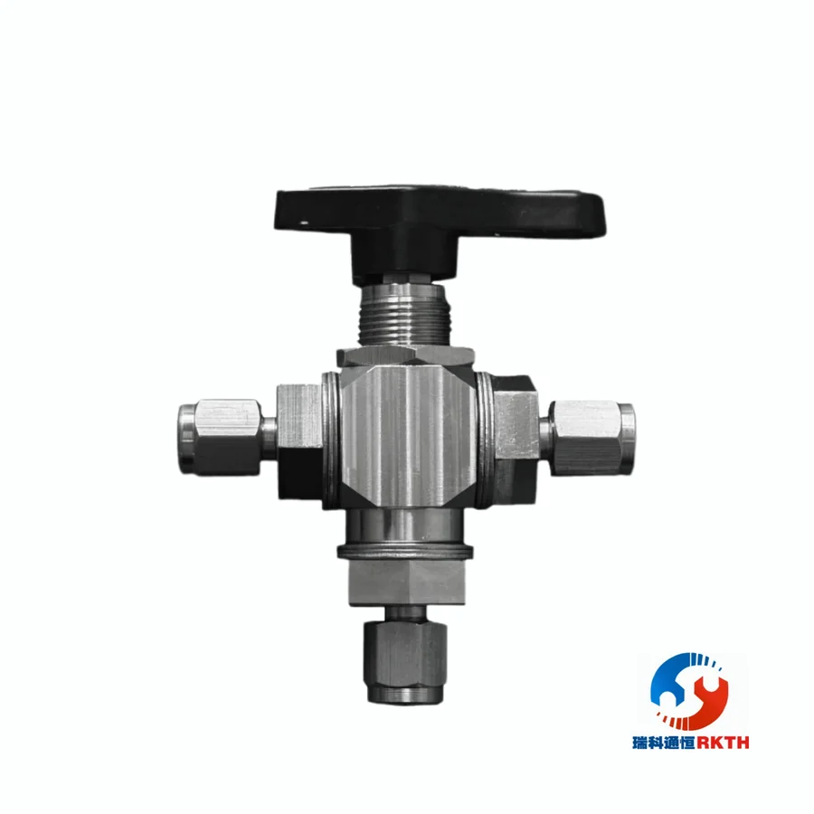 Three-position, three-way ball valve